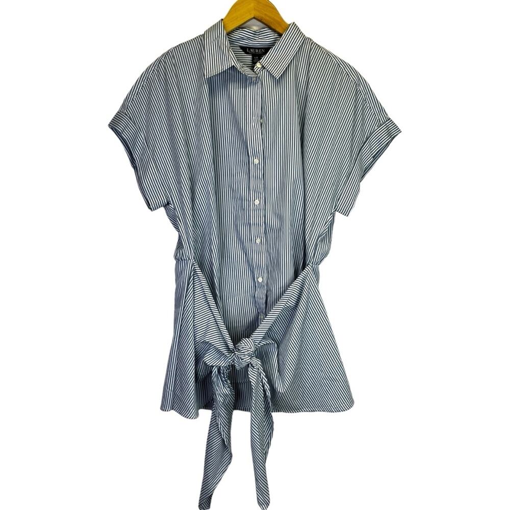 Lauren Ralph Lauren Striped tie front striped shirt - large - Picture 3 of 13